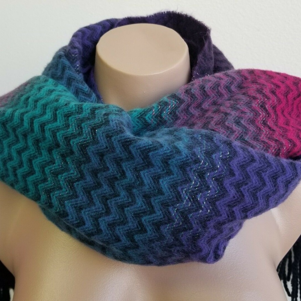 Soft Long Purple Blue Pink Ombre Chevron Scarf Wrap